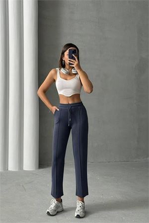 Neşeli butik kadın likralı modal kumaş çımalı binici pantolon NBG064