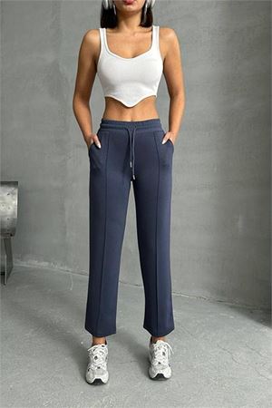 Neşeli butik kadın likralı modal kumaş çımalı binici pantolon NBG064