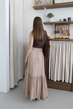 Neşeli butik kadın müslin kumaş asimetrik etek NBNP011