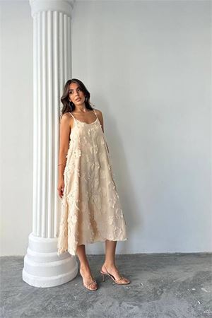 Neşeli butik kadın fisto dokulu salaş kesim yazlık elbise NBG098