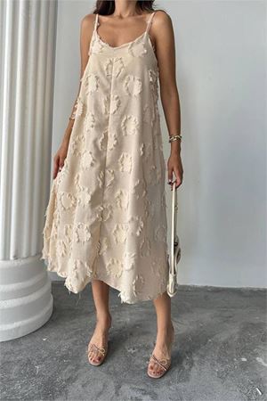 Neşeli butik kadın fisto dokulu salaş kesim yazlık elbise NBG098