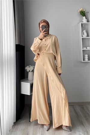 Neşeli butik kadın tunik pantolon ikili tesettür takım NMS052