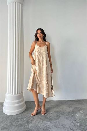 Neşeli butik kadın fisto dokulu salaş kesim yazlık elbise NBG098