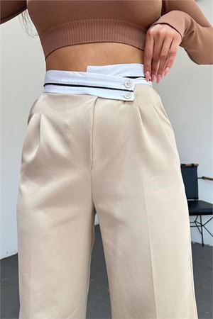 Neşel butik kadın bej palazzo pantolon QNS035