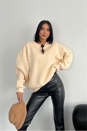 Neşeli butik kadın bisiklet yaka 3 iplik sweat GTS024