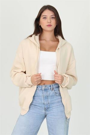 Neşeli butik kadın kapüşonlu cep ve fermuar detaylı sweatshirt FVR003