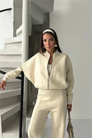 Neşeli butik kadın 3 iplik şardonlu oversize eşofman takımı NBG105