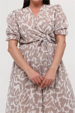 Neşeli butik kadın büyük beden kruvaze şifon elbise NM8063