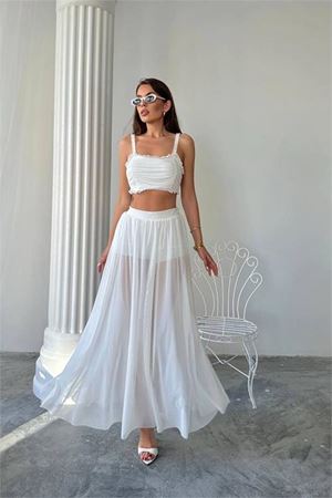 Neşeli butik kadın büstiyerli transparan ikili takım NBDF070