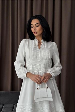 Neşeli butik kadın atlas kumaş dantel detaylı elbise NBMS2517