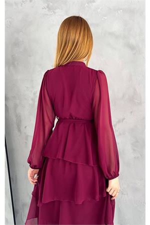 Neşeli butik kadın astarlı eteği kat kat şifon elbise NBKKLF2041