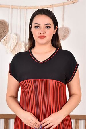 Neşeli butik kadın büyük beden nakışlı viskon elbise AYSL92