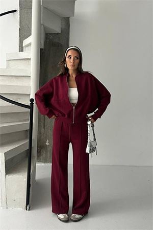 Neşeli butik kadın 3 iplik şardonlu oversize eşofman takımı NBG105