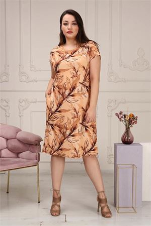Neşeli butik kadın yazlık cepli büyük beden elbise AYSL78