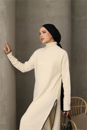Neşeli butik kadın pantolon tunik ikili tesettür takım NMS020