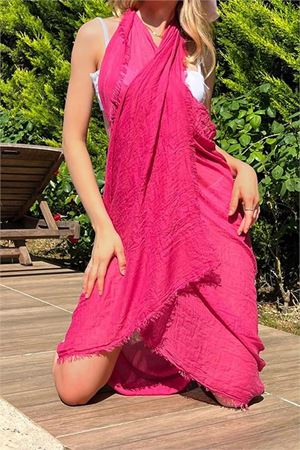 Neşeli butik kadın fuşya müslin kumaş şal pareo NBMHT02