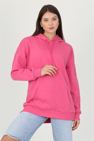 Neşeli butik kadın kapüşonlu kanguru cepli üç iplik sweatshirt FVR002