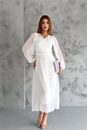 Neşeli butik kadın kemer detaylı astarlı ponpon şifon elbise NBKKLF2052