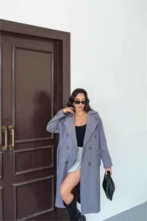 Neşeli butik kadın mevsimlik tam boy trençkot NBMYLK33