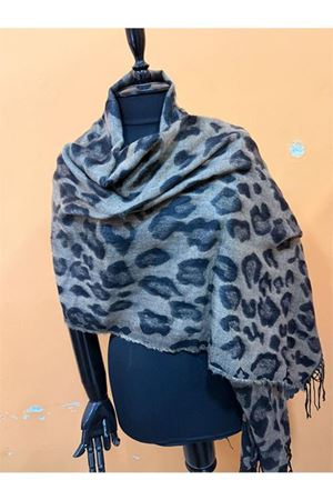 Neşeli butik kadın yumuşak dokulu leopar desen püsküllü şal atkı NBAKS051