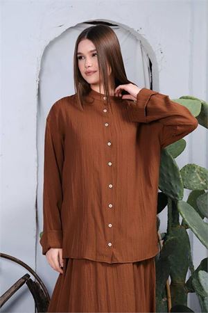 Neşeli butik kadın pamuk gömlek etek alt üst takım NBDM8000