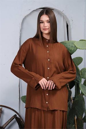 Neşeli butik kadın pamuk gömlek etek alt üst takım NBDM8000