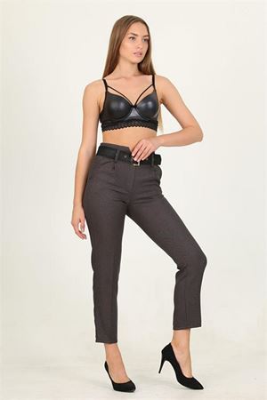 Neşeli butik kadın kemerli yüksek bel havuç pantolon QNS033