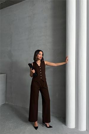Neşeli butik kadın zra model düğmeli yelek NBG078