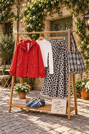 Neşeli butik kadın kırmızı kapüşonlu çıtçıt detaylı mevsimlik ceket NBHT10