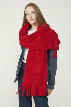 Neşeli butik kadın peluş dokulu ucu püsküllü kışlık şal atkı NBAKS048