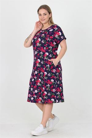 Neşeli butik kadın viskon çiçekli yeni sezon büyük beden yazlık elbise AYSL31