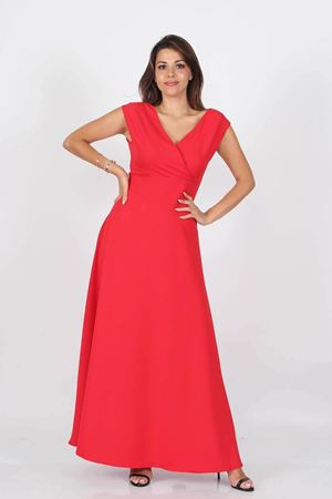 Neşeli Butik Kadın omuz detaylı kayık yaka uzun abiye elbise NB8076