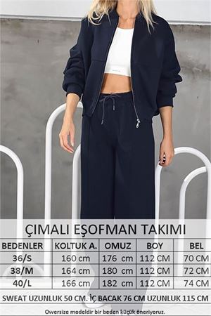 Neşeli butik kadın penye 3 iplik şardonlu kumaş eşofman takımı GTS022 - Lacivert