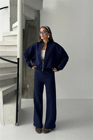 Neşeli butik kadın 3 iplik şardonlu oversize eşofman takımı NBG105