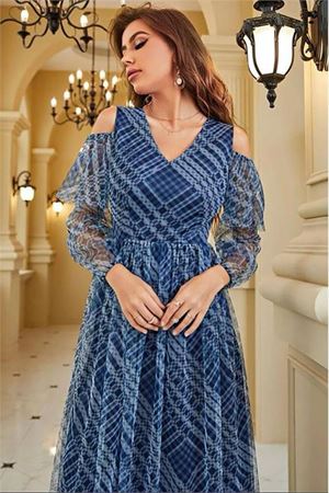 Neşeli butik kadın ithal kumaş mutli şifon elbise NBEMP2011