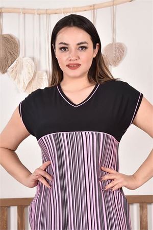 Neşeli butik kadın büyük beden nakışlı viskon elbise AYSL92