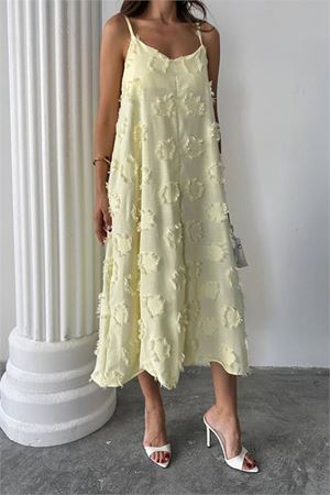 Neşeli butik kadın fisto dokulu salaş kesim yazlık elbise NBG098