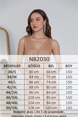 Neşeli butik kadın gold drapeli tül abiye elbise NB2030