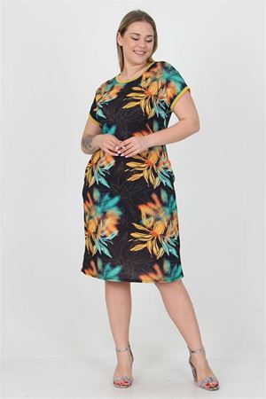 Neşeli butik kadın cepli yeni sezon likralı büyük beden viskon elbise AYSL18