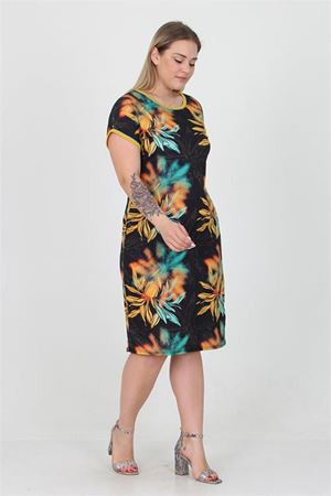 Neşeli butik kadın cepli yeni sezon likralı büyük beden viskon elbise AYSL18
