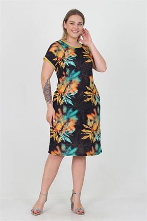 Neşeli butik kadın cepli yeni sezon likralı büyük beden viskon elbise AYSL18