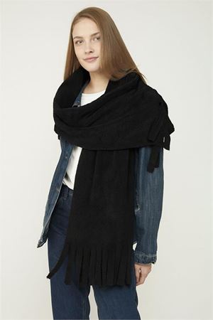 Neşeli butik kadın peluş dokulu ucu püsküllü kışlık şal atkı NBAKS048