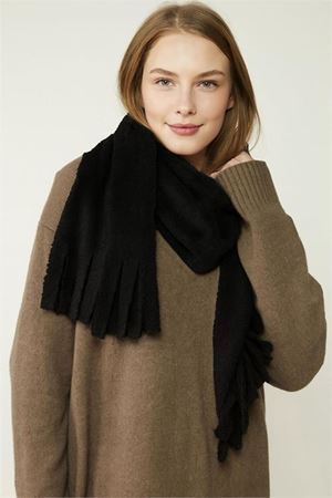 Neşeli butik kadın peluş dokulu ucu püsküllü kışlık şal atkı NBAKS048