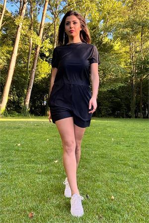 Neşeli butik kadın siyah yeni sezon piliseli alt üst ikili takım NB10047