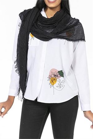 Neşeli butik kadın siyah müslin kumaş şal pareo NBMHT02