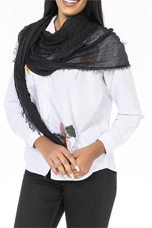 Neşeli butik kadın siyah müslin kumaş şal pareo NBMHT02