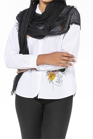 Neşeli butik kadın siyah müslin kumaş şal pareo NBMHT02