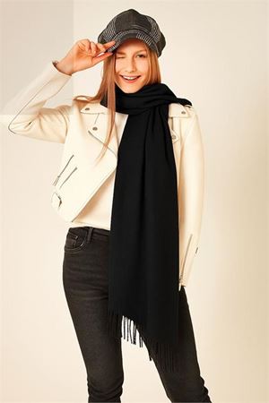Neşeli butik kadın yumuşak dokulu püsküllü şal NBAKS045