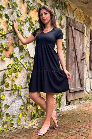 Neşeli butik kadın siyah yeni sezon astarsız midi boy bürümcük elbise Lptr03