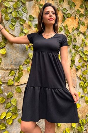 Neşeli butik kadın siyah yeni sezon astarsız midi boy bürümcük elbise Lptr03